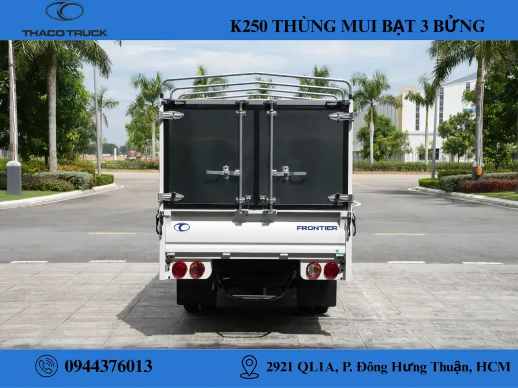 Xe tải Kia K250 thùng mui bạt mở 3 bửng