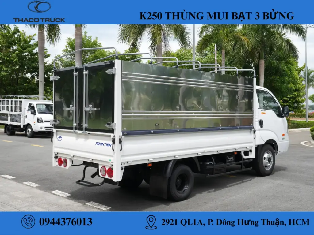 Xe tải Kia K250 thùng mui bạt mở 3 bửng