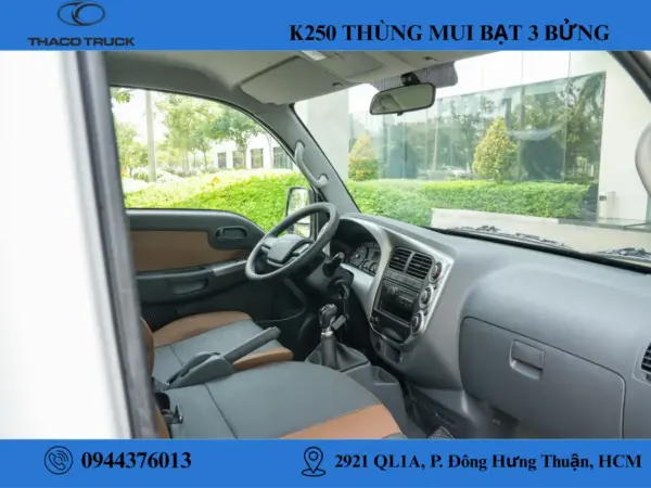 NỘI THẤT XE TẢI KIA K250 THÙNG MUI BẠT (1) nội thất xe tải kia
