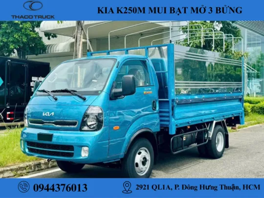 kia k250m thùng mui bạt mở 3 bửng