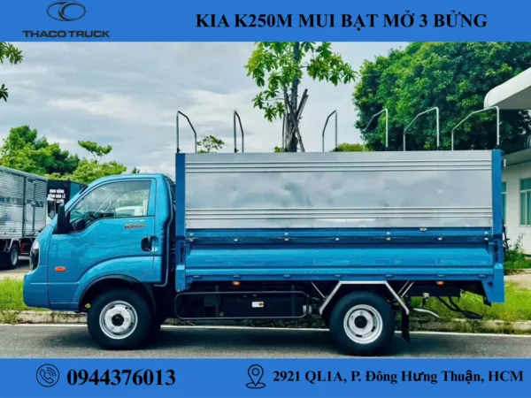K250M THÙNG MUI BẠT MỞ 3 BỬNG (2) kia k250m thùng mui bạt mở 3 bửng